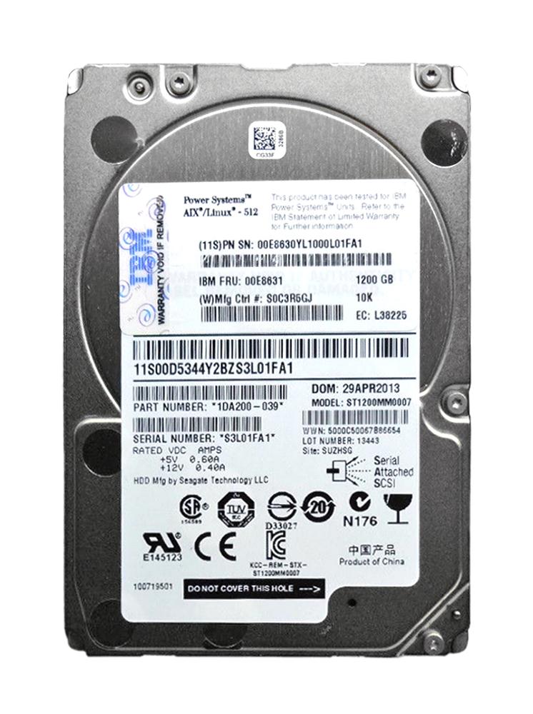 00E8631 IBM 1.2TB 10000RPM SAS 6Gbps 64MB Cache 2.5-inch Internal Hard Drive
