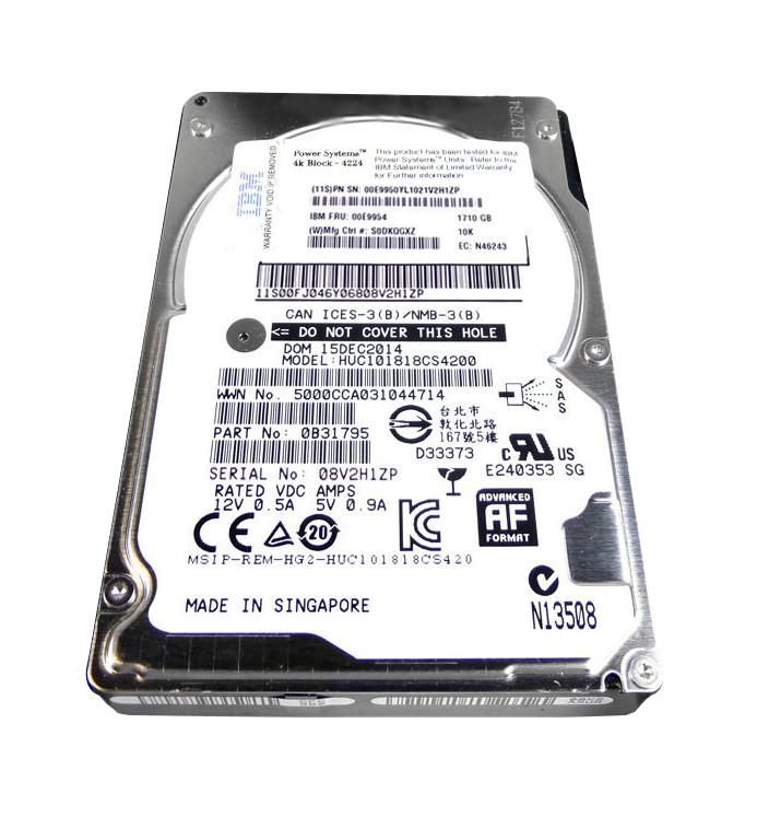 00E9954 IBM 1.71TB 10000RPM SAS 12Gbps (4K) 2.5-inch Internal Hard Drive for iSeries Server Systems