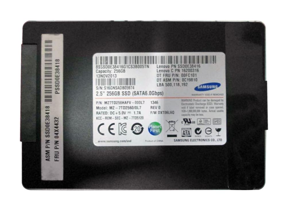 00FC101 Lenovo 256GB MLC SATA 6Gbps 2.5-inch Internal Solid State Drive (SSD) for ThinkPad W530