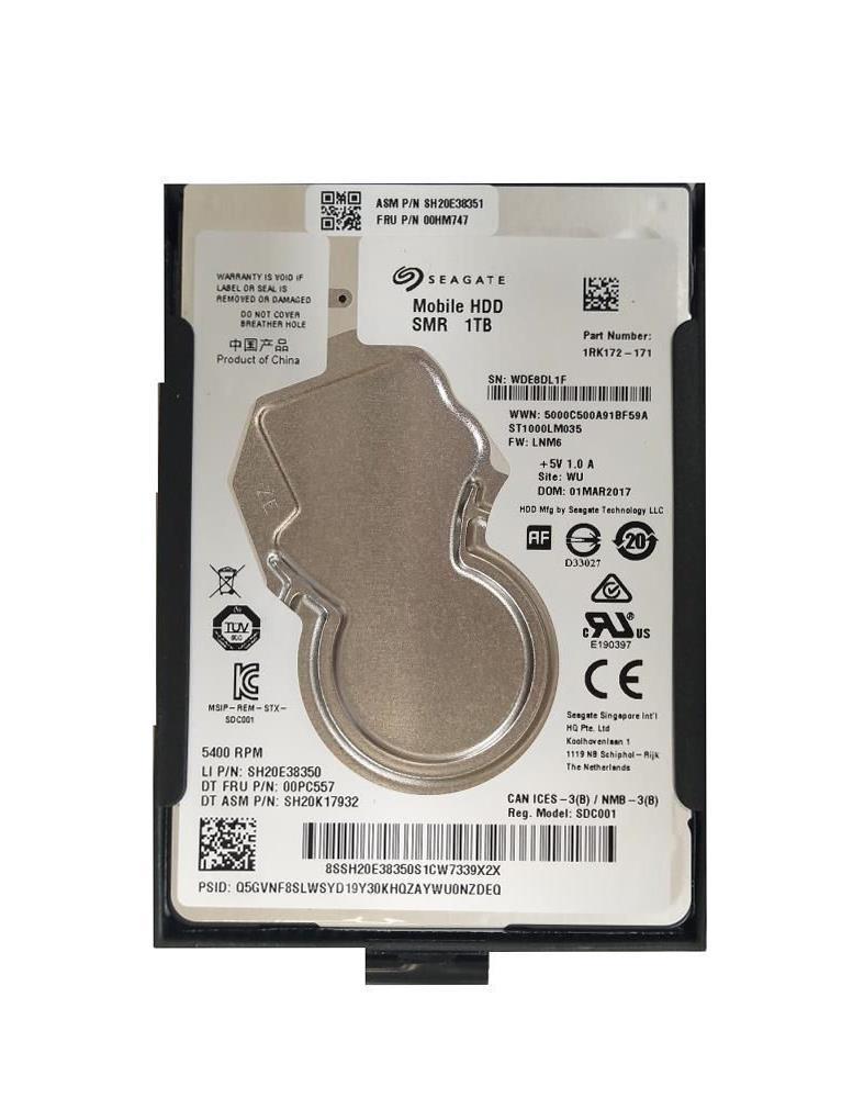 00HM748 Lenovo 1TB 5400RPM SATA 6Gbps 128MB Cache 2.5-inch Internal Hard Drive