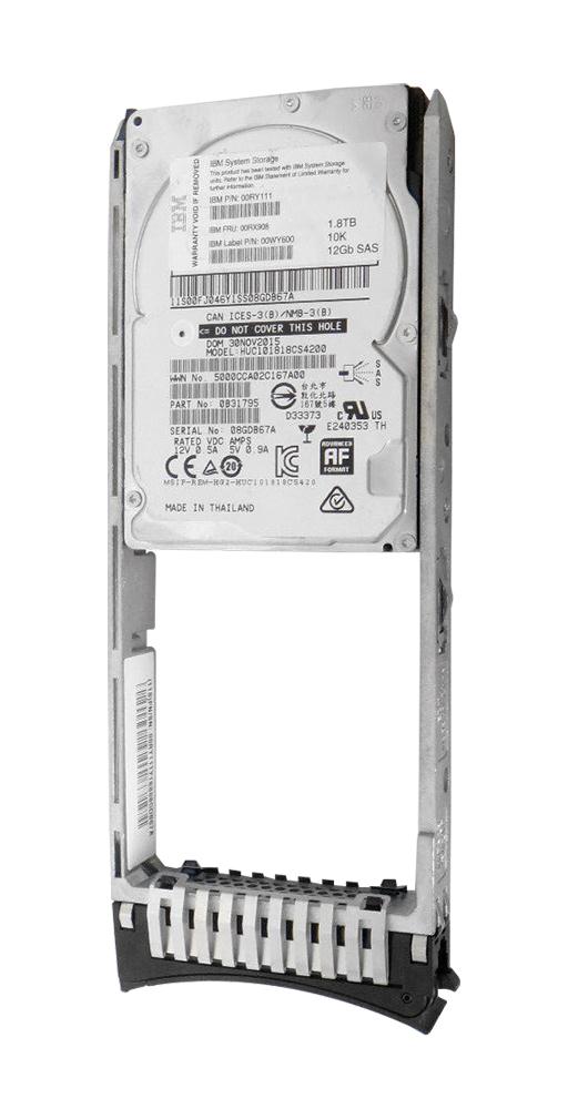 00WY600 IBM 1.8TB 10000RPM SAS 12Gbps 128MB Cache (4K) 2.5-inch Internal Hard Drive for Storwize V7000 Gen2