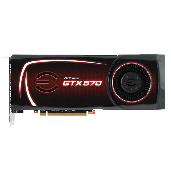 012P31570FR EVGA GeForce GTX 570 (Fermi) 1280MB 320-Bit GDDR5 PCI Express 2.0 x16 Dual DVI/ mini-HDMI/ HDCP Ready SLI Support Video Graphics Card