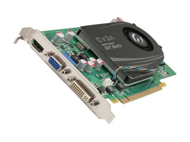 01G-P3-1246-B1 EVGA Nvidia GeForce GT 240 1GB DDR5 128-Bit DVI/ D-Sub/ HDMI/ HDCP Ready PCI-Express 2.0 x16 Video Graphics Card