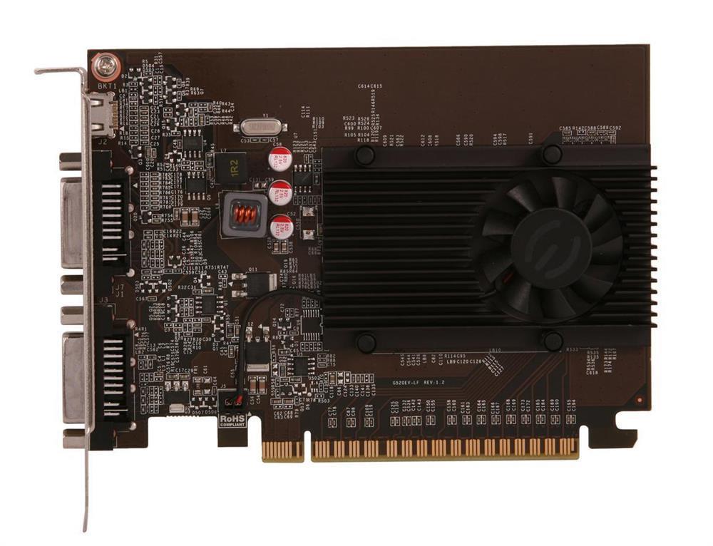 02G-P3-1527-LA EVGA Nvidia GeForce GT 520 2GB DDR3 64-Bit Dual DVI/ Mini-HDMI/ HDCP Ready PCI-Express 2.0 x16 Video Graphics Card
