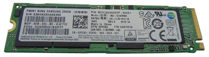 03YC83 Dell 256GB TLC PCI Express 3.0 x4 NVMe M.2 2280 Internal Solid State Drive (SSD)