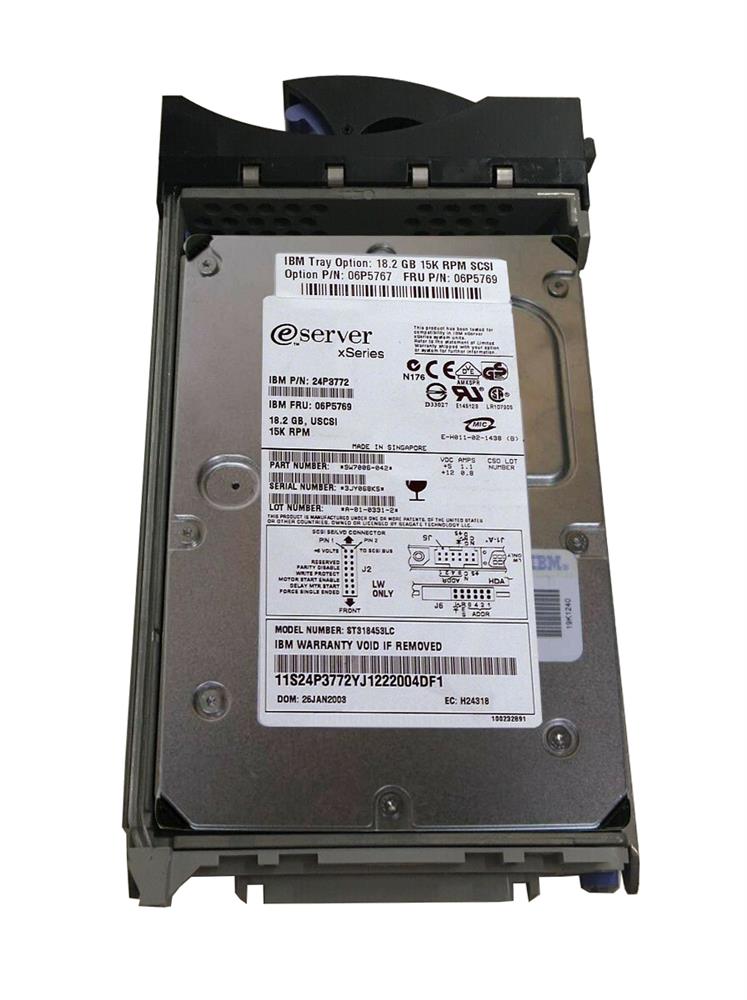 06P5769 IBM 18.2GB 15000RPM Ultra-160 SCSI 80-Pin Hot Swap 3.5-inch Internal Hard Drive with Tray