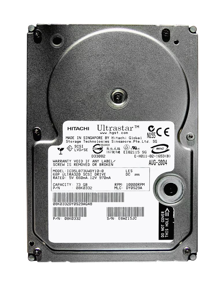 08K0332 IBM Ultrastar 146Z10 73.4GB 10000RPM Ultra-320 SCSI 68-Pin 8MB Cache 3.5-inch Internal Hard Drive