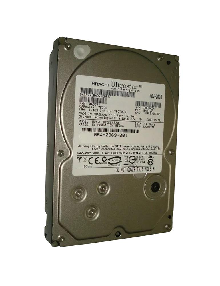 0A35771 Hitachi Ultrastar A7K1000 750GB 7200RPM SATA 3Gbps 32MB Cache 3.5-inch Internal Hard Drive