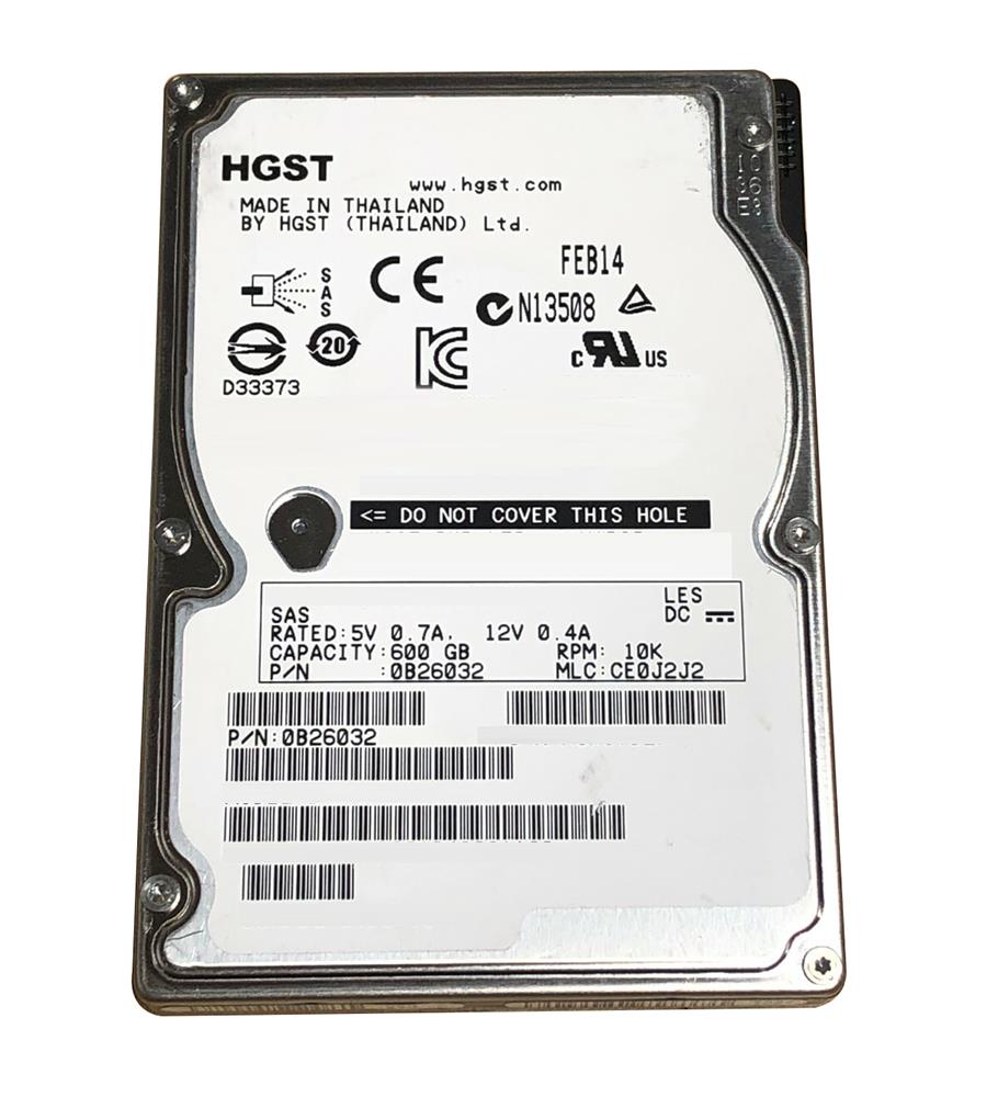 0B26032-06-CT HGST Hitachi Ultrastar C10K900 600GB 10000RPM SAS 6Gbps 64MB Cache 2.5-inch Internal Hard Drive