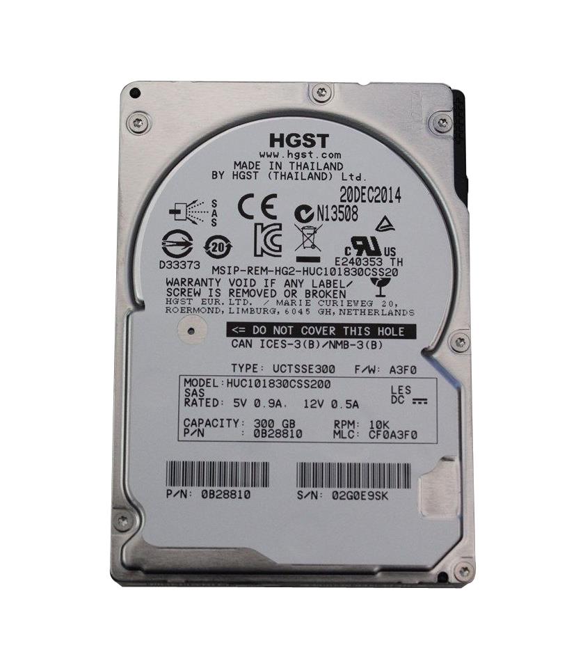 0B28810 HGST Hitachi Ultrastar C10K1800 300GB 10000RPM SAS 12Gbps 128MB Cache (ISE / 512n) 2.5-inch Internal Hard Drive