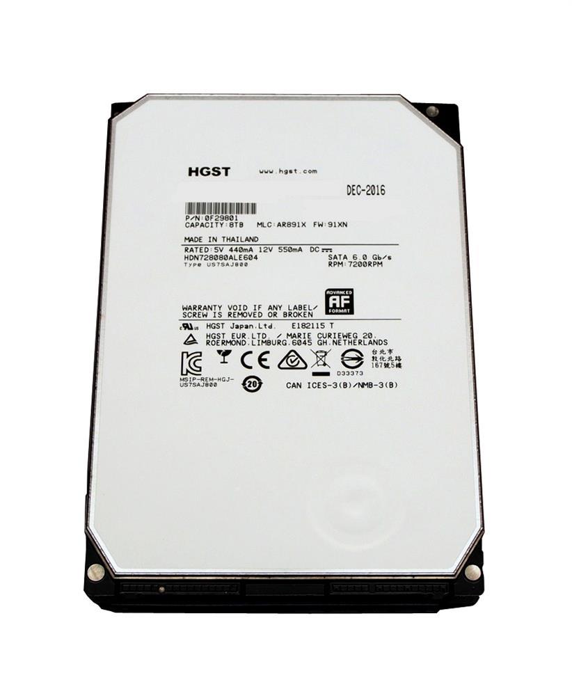 0F29801 HGST Hitachi Deskstar NAS 8TB 7200RPM SATA 6Gbps 128MB Cache 3.5-inch Internal Hard Drive