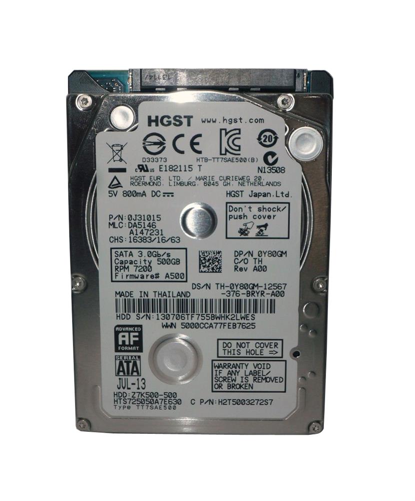 0J31015 HGST Hitachi Travelstar Z7K500 500GB 7200RPM SATA 6Gbps 32MB Cache (512e) 2.5-inch Internal Hard Drive