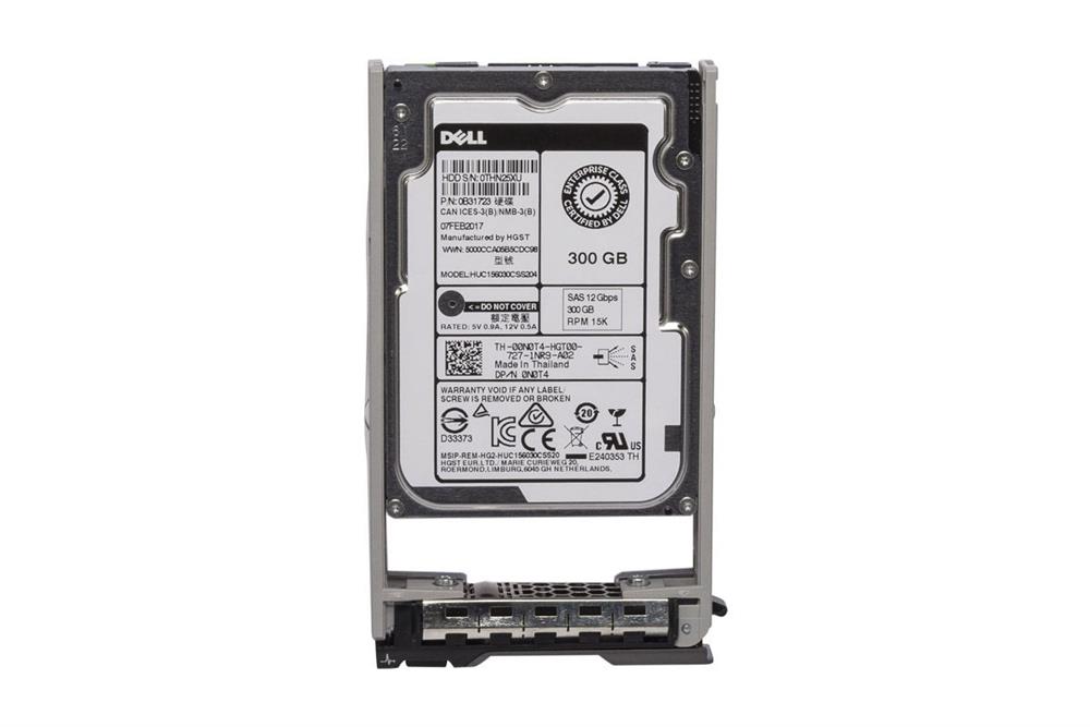 0N0T4 Dell 300GB 15000RPM SAS 12Gbps Hot Swap 128MB Cache 2.5-inch Internal Hard Drive with Tray for PowerEdge Server