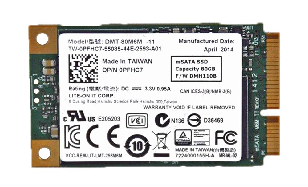 0PFHC7 Dell 80GB MLC PCI Express mSATA Internal Solid State Drive (SSD)