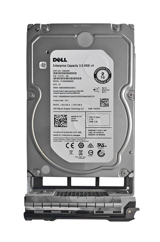 0R7FKF Dell Enterprise 2TB 7200RPM SAS 12Gbps Hot Swap 128MB Cache 3.5-inch Internal Hard Drive