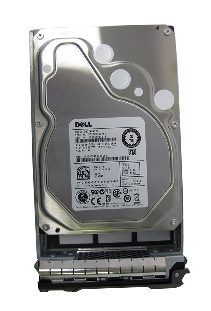 0TNTM5 Dell 2TB 7200RPM SATA 6Gbps 64MB Cache 3.5-inch Internal Hard Drive