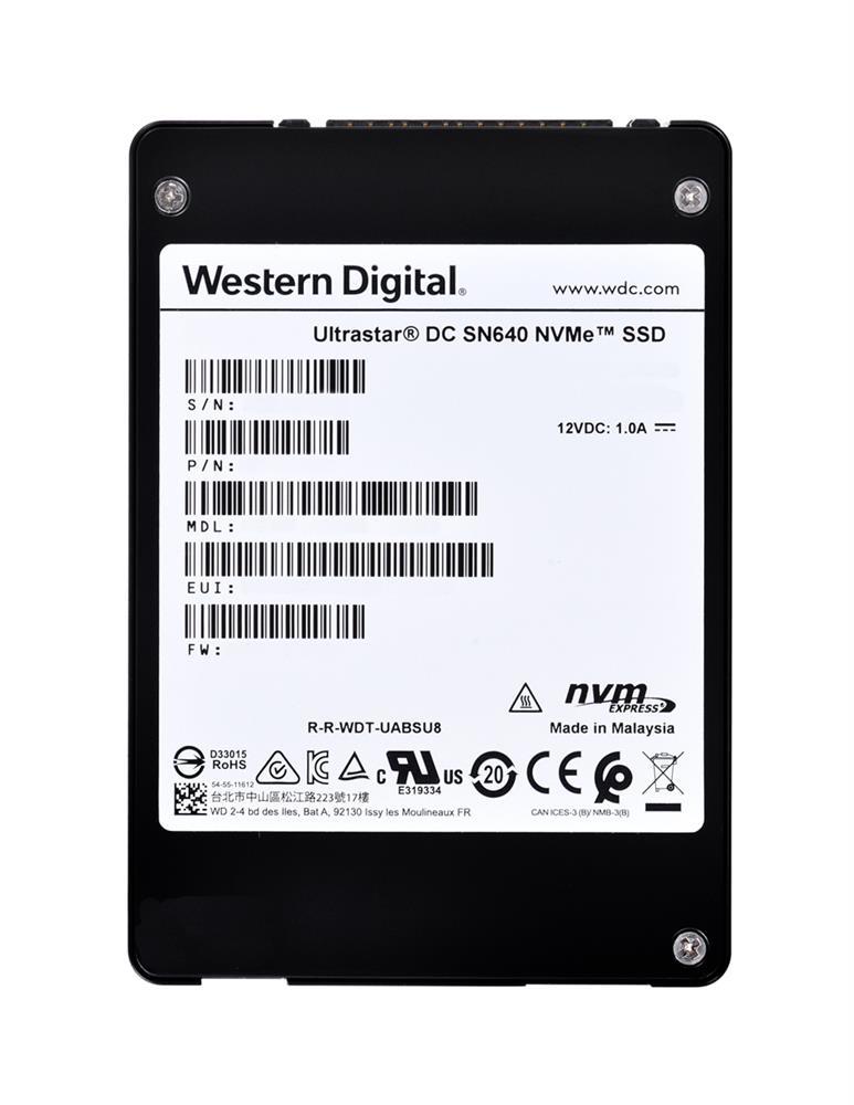0TS1929 Western Digital Ultrastar DC SN640 3.84TB TLC PCI Express 3.1 x4 NVMe U.2 2.5-inch Internal Solid State Drive (SSD)
