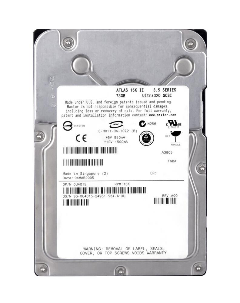 0U4015 Dell 73GB 15000RPM Ultra-320 SCSI 80-Pin Hot Swap 8MB Cache 3.5-inch Internal Hard Drive with Tray