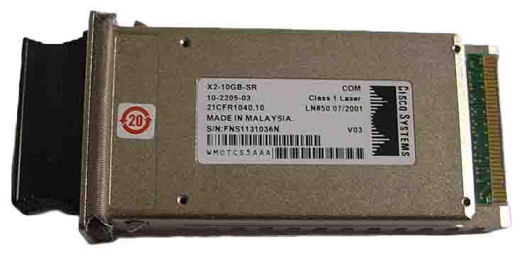 10-2205-03 Cisco X2-10GB-SR 10Gbps 10GBase-SR Multi-mode Fiber 300m 850nm Duplex SC Connector X2 Transceiver Module