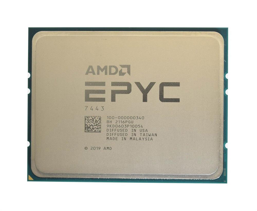 100-000000340 AMD EPYC 7443 24-Core 2.85GHz 128MB L3 Cache Socket SP3 Processor