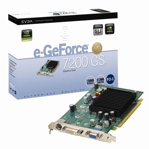 128P2N428S3 EVGA e-GeForce 7200 GS 128MB DDR2 64-Bit PCI Express x16 DVI/ D-Sub/ S-Video Output Video Graphics Card