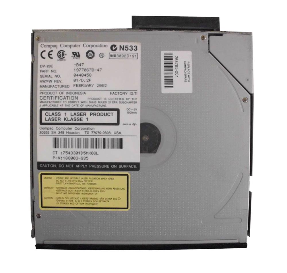 168003-935 HP 8X SlimLine Multibay Internal IDE DVD-ROM Optical Drive for Proliant DL360/DL580 G2 DL560/DL380/DL360 G3
