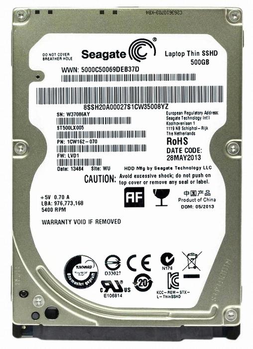 1CW162-070 Seagate Laptop Thin SSHD 500GB 5400RPM SATA 6Gbps 64MB Cache 16GB SSD 2.5-inch Internal Hybrid Hard Drive
