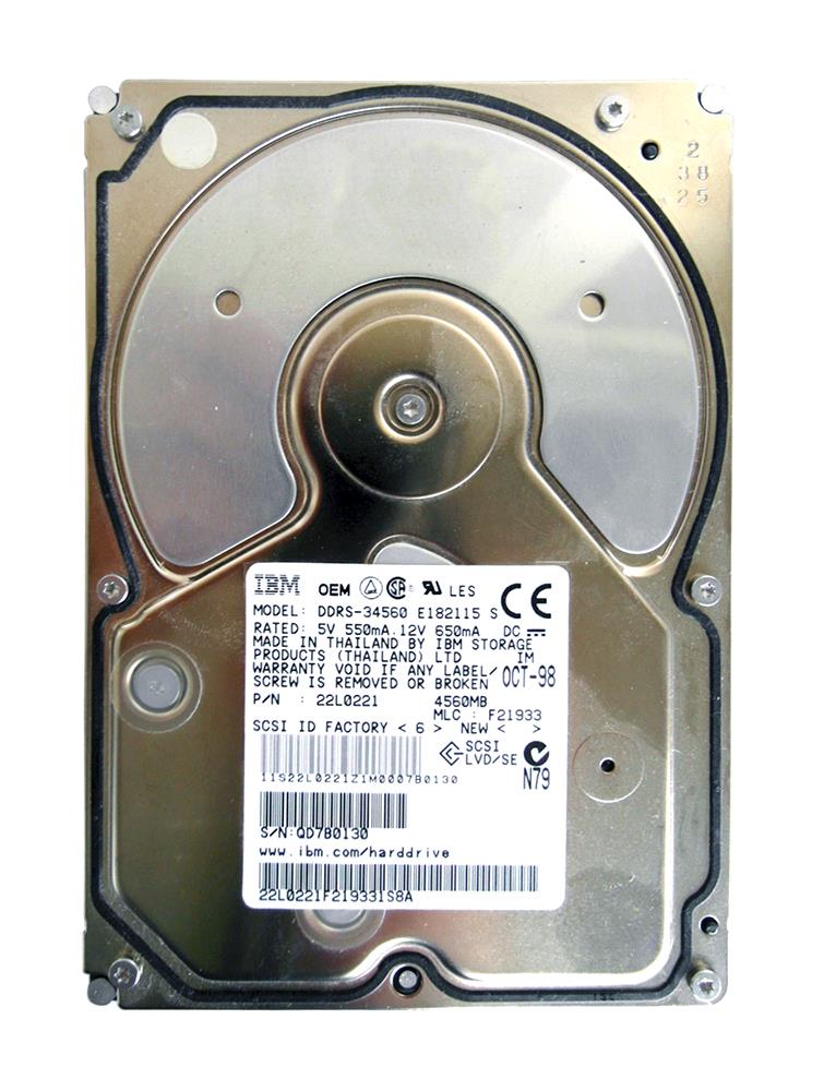 22L0221 IBM Ultrastar 9ES 4.5GB 7200RPM Ultra SCSI 50-Pin 512KB Cache 3.5-inch Internal Hard Drive