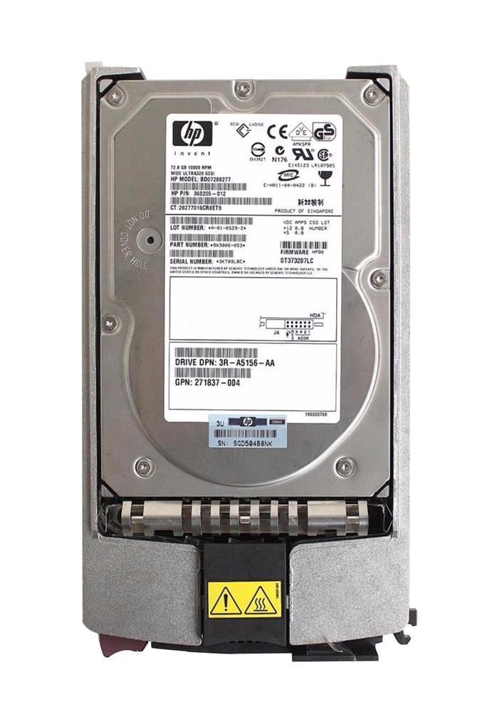 271837-004 HP 72.8GB 10000RPM Ultra-320 SCSI 80-Pin LVD Hot Swap 3.5-inch Internal Hard Drive