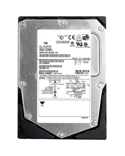281392-001 Compaq 36GB Ultra 320 SCSI (15K Rpm) Non-Plug Hard Drive Workstation XW6000