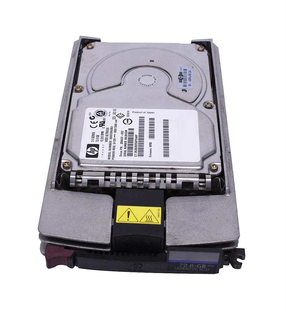 306637-002 HP 72.8GB 10000RPM Ultra-320 SCSI 80-Pin LVD Hot Swap 3.5-inch Internal Hard Drive