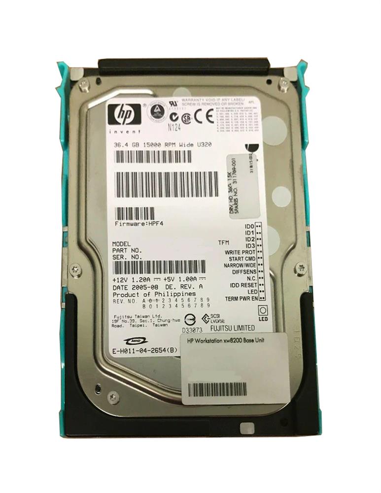 311769-001 HP 36.4GB 15000RPM Ultra-320 SCSI 68-Pin LVD 3.5-inch Internal Hard Drive