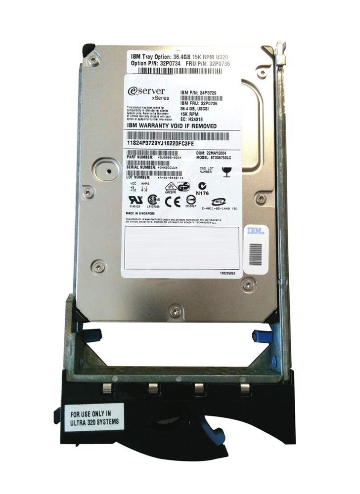 32P0734 IBM 36.4GB 15000RPM Ultra-320 SCSI 80-Pin Hot Swap 3.5-inch Internal Hard Drive
