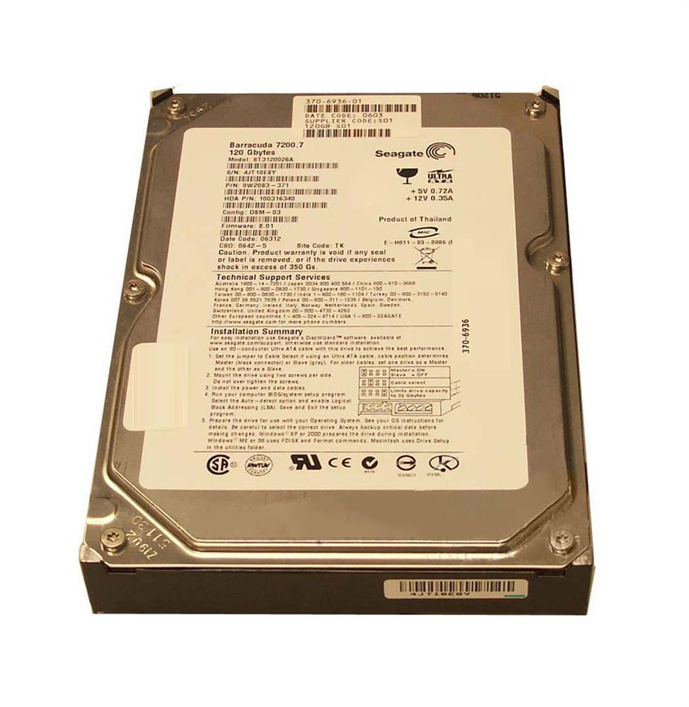 370-6936 Sun 120GB 7200RPM ATA-100 8MB Cache 3.5-inch Internal Hard Drive