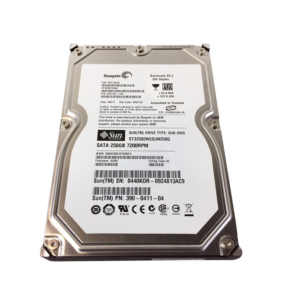 390-0411-02 Sun 250GB 7200RPM SATA 3Gbps 32MB Cache 3.5-inch Internal Hard Drive