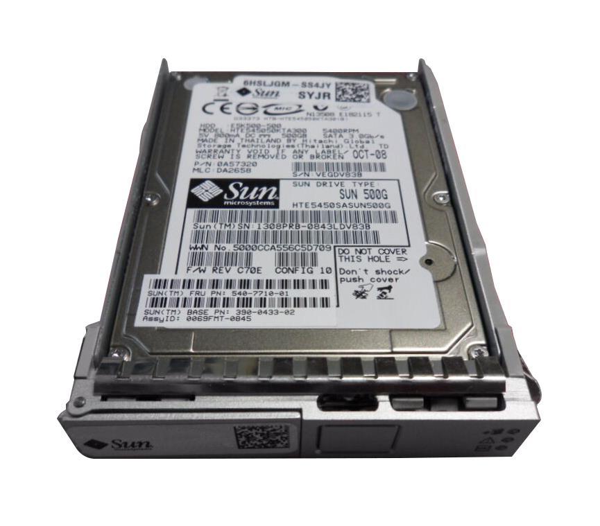 390-0433-01 Sun 500GB 5400RPM SATA 3Gbps 8MB Cache 2.5-inch Internal Hard Drive with Bracket
