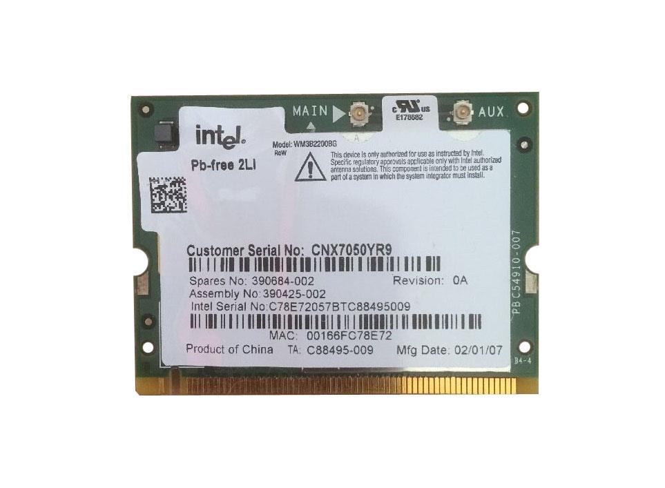 390684-002N HP IEEE 802.11a/b/g Mini PCI WLAN Wireless Network Card