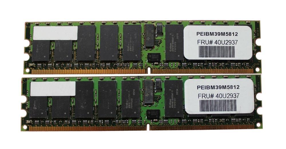 39M5812-RF IBM 4GB Kit (2 X 2GB) PC2-3200 DDR2-400MHz ECC Registered CL3 240-Pin DIMM Single Rank Memory