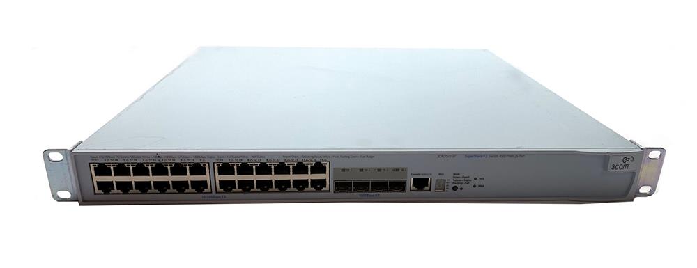 3CR17571-91-IM 3Com 4500 PWR Layer 3 Switch 24 Ports Manageable 10/100/1000Base-T 3 Layer Supported 2 SFP Slots Rack-mountable Desktop  (Refurbished)