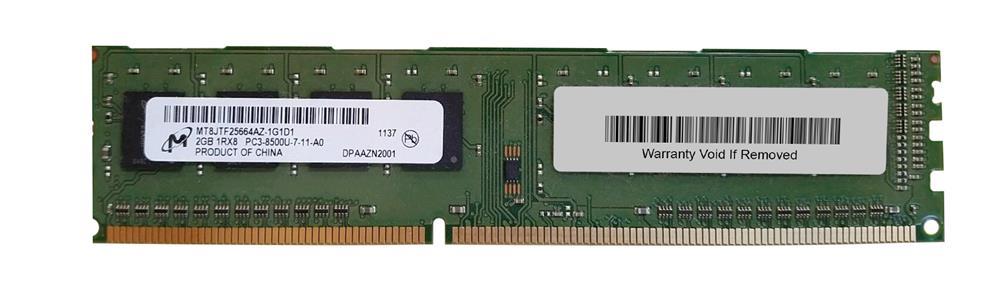 3D-13D371N649120-2G 2GB Module DDR3 PC3-8500 CL=7 non-ECC Unbuffered DDR3-1066 Single Rank, x8 1.5V 256Meg x 64 for ASRock Z68 Pro3 Motherboard n/a