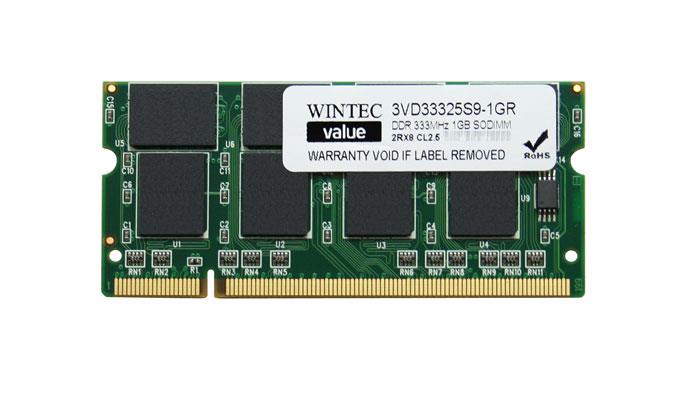 3VD33325S9-1GR Wintec 1GB PC2700 DDR-333MHz non-ECC Unbuffered CL2.5 200-Pin SoDimm Memory Module