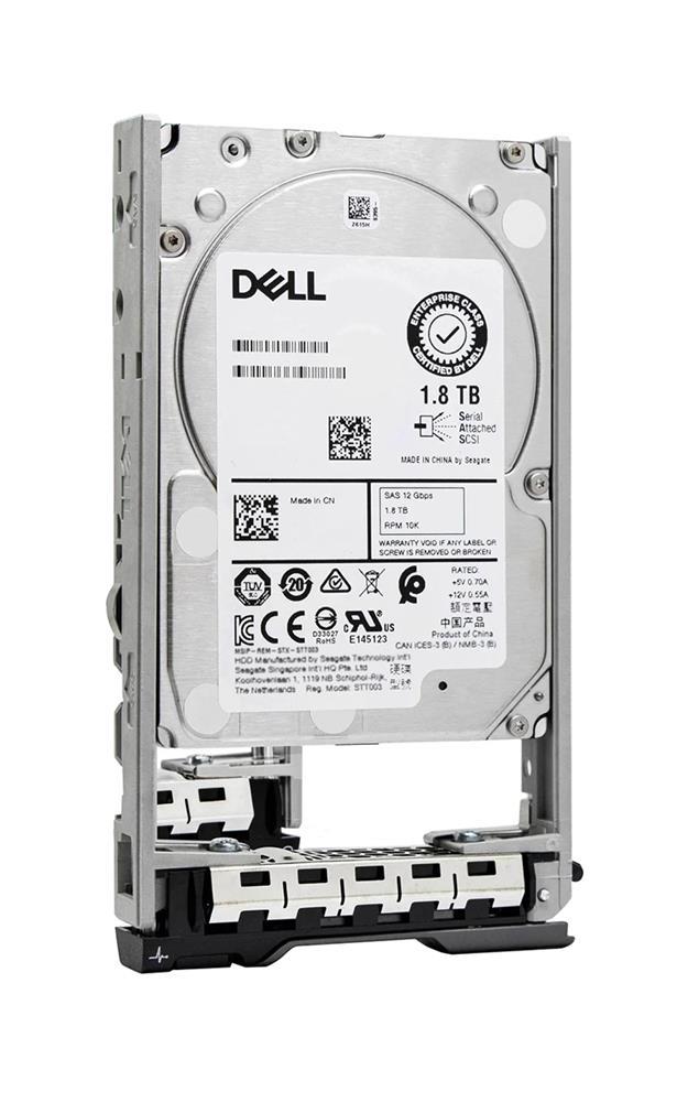 400-AJQW Dell 1.8TB 10000RPM SAS 12Gbps Hot Swap 128MB Cache (512e) 2.5-inch Internal Hard Drive with 3.5-inch Hybrid Carrier