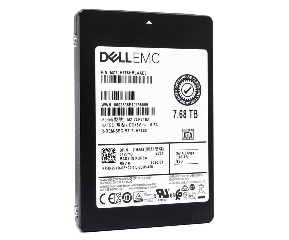 400-BETP Dell 7.68TB TLC SATA 6Gbps Hot-Plug 2.5-inch Internal Solid State Drive (SSD) 