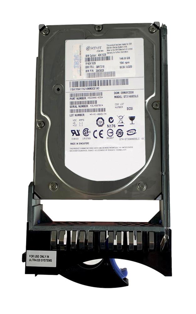 40K1028 IBM 146.8GB 15000RPM Ultra-320 SCSI 80-Pin Hot Swap 3.5-inch Internal Hard Drive