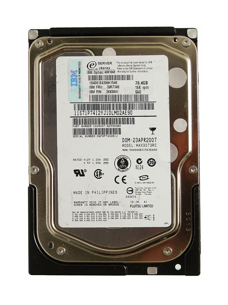 40K104309 IBM 73.4GB 15000RPM SAS 3Gbps 16MB Cache 3.5-inch Internal Hard Drive