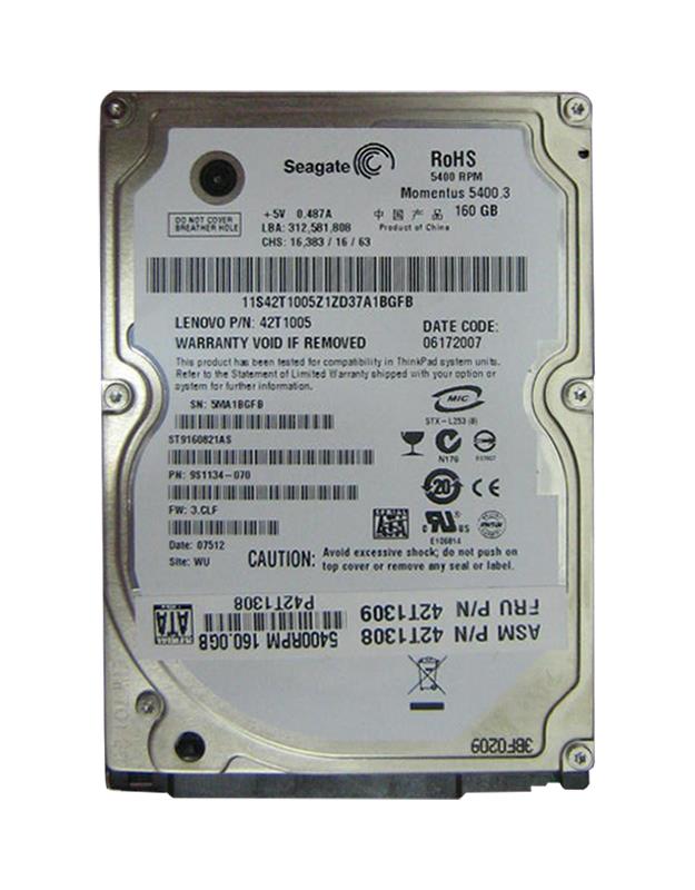 42T1309 Lenovo 160GB 5400RPM SATA 1.5Gbps 8MB Cache 2.5-inch Internal Hard Drive