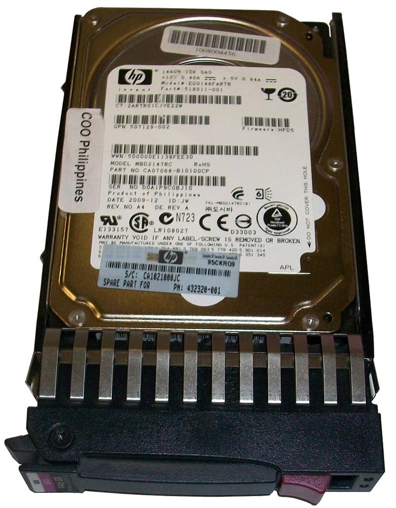 432320-001 HP 146GB 10000RPM SAS 3Gbps Hot Swap 2.5-inch Internal Hard Drive