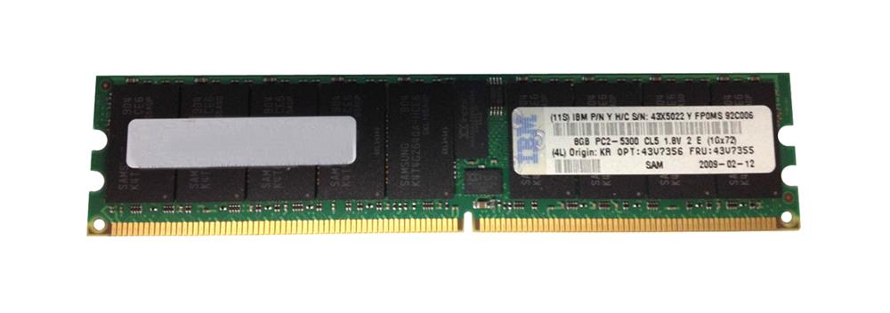 43V7356 IBM 16GB Kit (2 X 8GB) PC2-5300 DDR2-667MHz ECC Registered CL5 240-Pin DIMM Dual Rank Memory