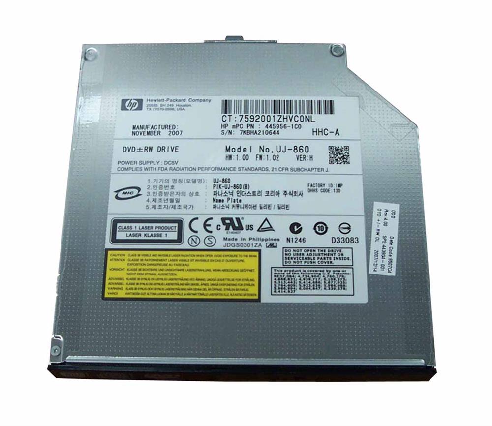 443904-001 HP 8X DVD+/-RW SuperMulti Dual Layer LightScribe Slimline Internal Optical Drive for HP 6710p/8510w/8510p Notebooks