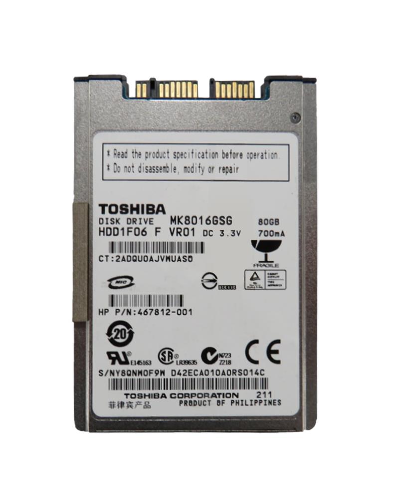 467812R-001 HP 80GB SATA 3Gbps 1.8-inch Internal Solid State Drive (SSD)